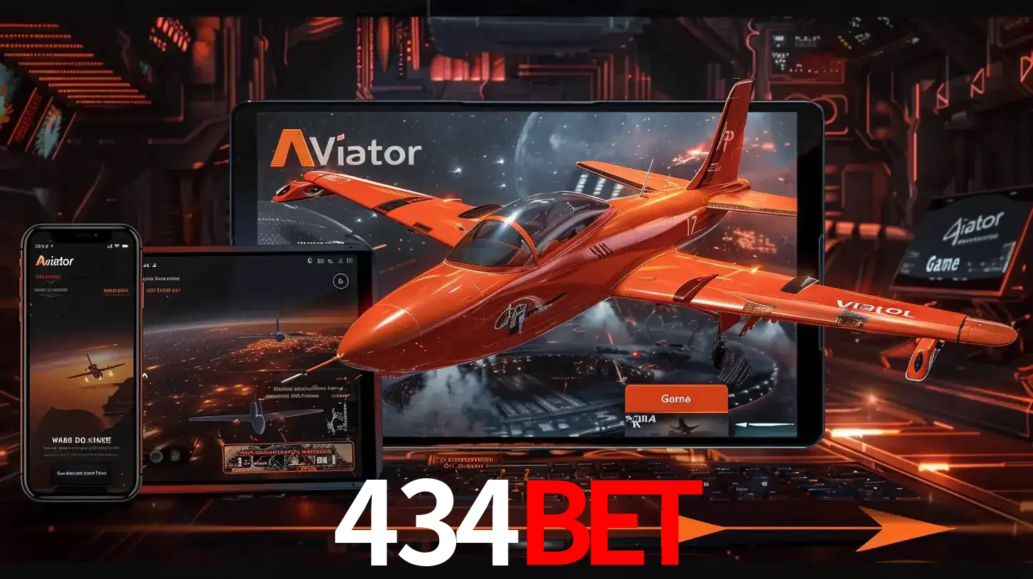 Apresentação tecnológica do jogo Aviator com um avião saindo da tela de um tablet, demonstrando a experiência imersiva em múltiplos dispositivos no 434bet.
