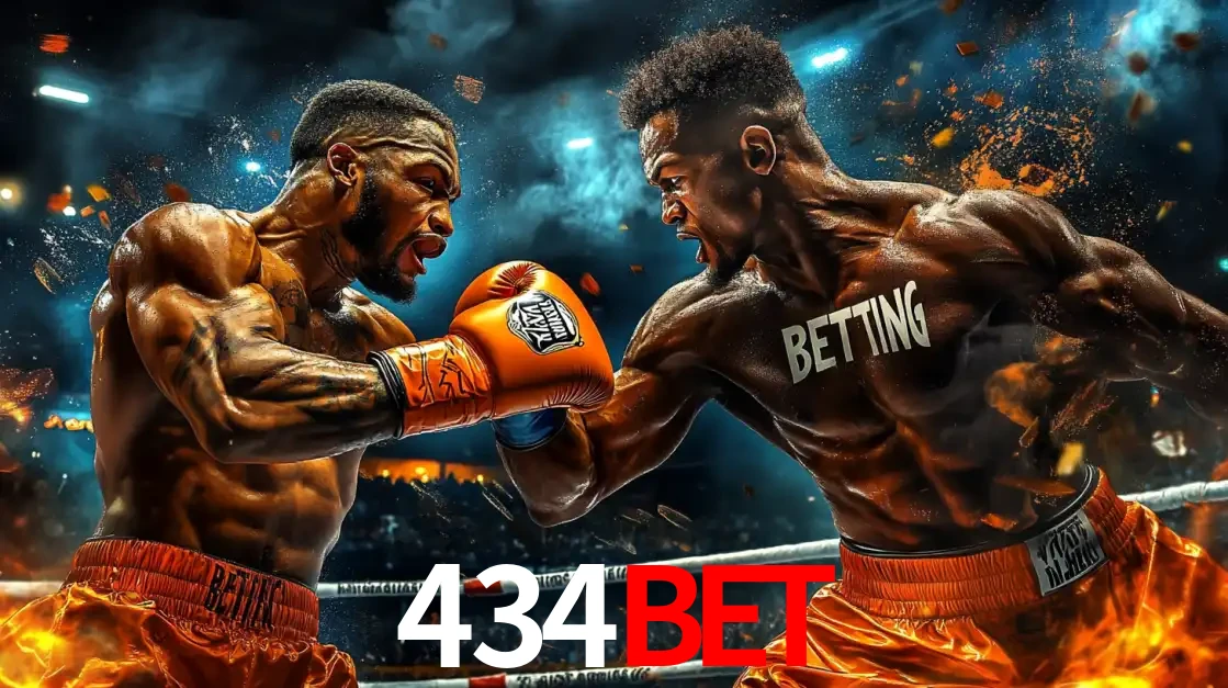 Dois boxeadores em uma luta intensa e explosiva, representando a adrenalina e as oportunidades de apostas em esportes de combate disponíveis na plataforma 434bet.