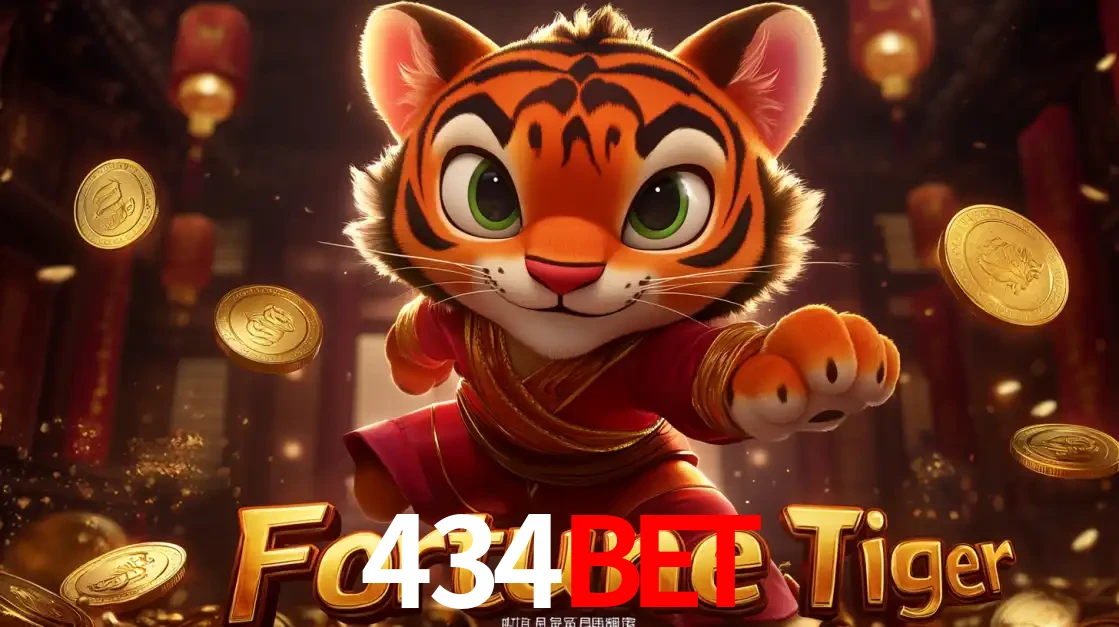 O carismático mascote do jogo de slot Fortune Tiger, um tigre fofo em pose de artes marciais, pronto para trazer sorte e multiplicadores de ganhos no cassino online 434bet.