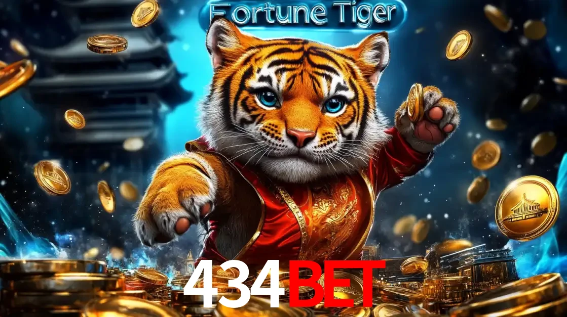 Imagem promocional do jogo de slot Fortune Tiger, com um tigre majestoso em traje tradicional cercado por uma fortuna em moedas de ouro, disponível agora no cassino 434bet.
