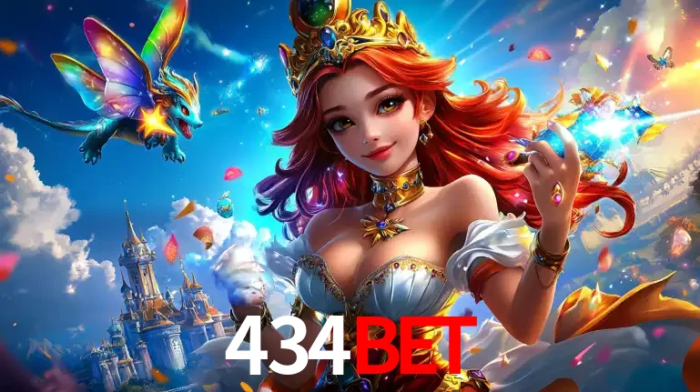 A princesa de um reino de fantasia mágico, com seu pequeno dragão, apresentando um mundo de prêmios encantados nos jogos de caça-níqueis do cassino 434bet.